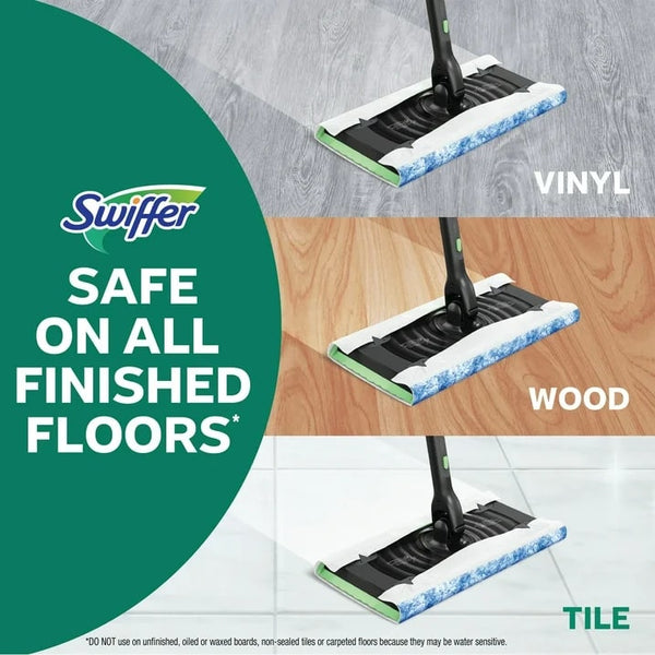 Sweep and Mop Deluxe, 2-in-1 Mopping and Sweeping Kit, Multi-Surface Floor Cleaning, Kit Includes 1 Sweeper Device, 5 Heavy Duty Dry Sweeping Cloths, 3 Heavy Duty Wet Mopping Cloths - 2 packs - plus 3 My Outlet Mall Resealable Storage Pouches
