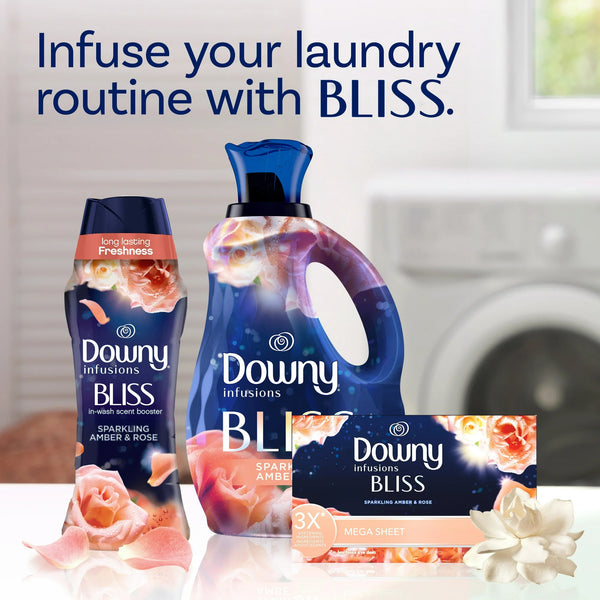 Infusions Mega Dryer Sheets, BLISS, Amber and Rose- 1 Pack- 80 Count per pack- plus 3 My Outlet Mall Resealable Storage Pouches