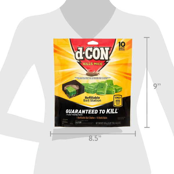 Refillable Corner Fit Mouse Bait Station, 1 Trap and 10 Baits - 1 pack - plus 3 My Outlet Mall Resealable Storage Pouches