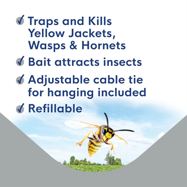Trap N Kill Yellow Jacket Hornet and Wasp Trap with Bait - 1 pack - plus 3 My Outlet Mall Resealable Storage Pouches