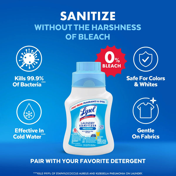 Laundry Sanitizer Additive, Odor Eliminating Liquids for Clothes and Linens, Unscented - 1 pack - 41 oz per pack - plus 3 My Outlet Mall Resealable Storage Pouches