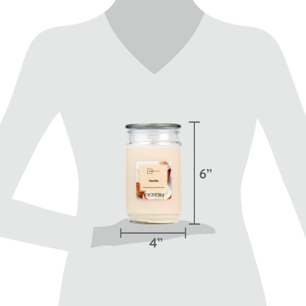 Vanilla Scented Single-Wick Large Glass Jar Candle - 1 pack - 20 oz per pack - plus 3 My Outlet Mall Resealable Storage Pouches
