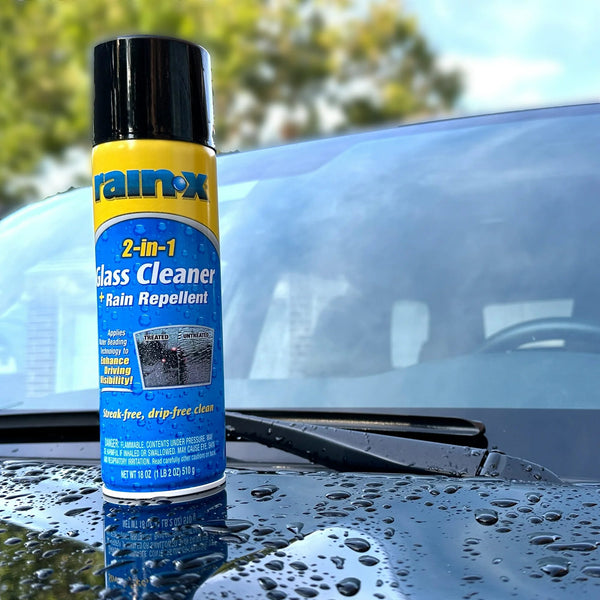 2 in 1 Glass Cleaner and Rain Repellent, Aerosol - 2 packs - 18 oz per pack - plus 3 My Outlet Mall Resealable Storage Pouches
