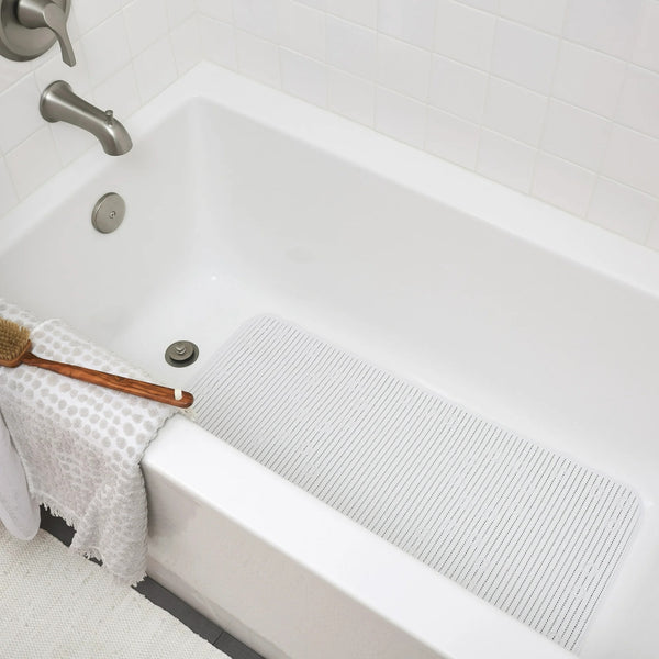Cushioned Foam Bathtub Mat with Suction Cups, White 17" x 36" - 1 pack - plus 3 My Outlet Mall Resealable Storage Pouches