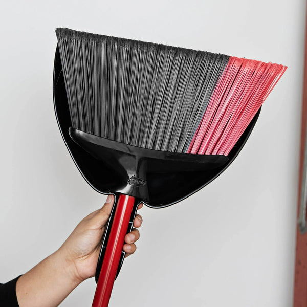 High Power Angle Broom & Dustpan Steel Handle 13.75 in. Wide Red Black - 1 pack - plus 3 My Outlet Mall Resealable Storage Pouches