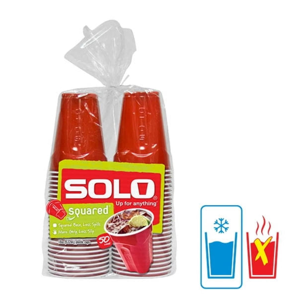 Red Party Plastic Disposable Cups, 18 oz - 1 pack - 50 Count per pack - plus 3 My Outlet Mall Resealable Storage Pouches