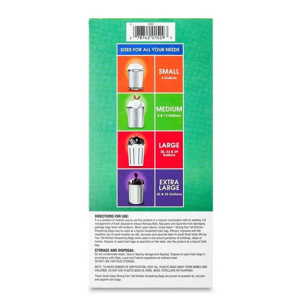 Strong Flex Tall Kitchen Drawstring Bags, Mint Scent, 13 Gallon - 1 pack - 80 Count per pack - plus 3 My Outlet Mall Resealable Storage Pouches