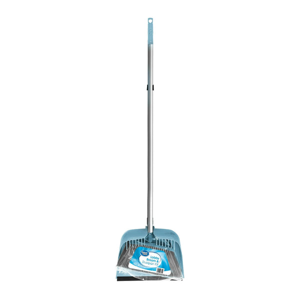 Lobby Broom and Dustpan Set, 2.75" x 11.81" x 41", Blue - 2 packs - plus 3 My Outlet Mall Resealable Storage Pouches