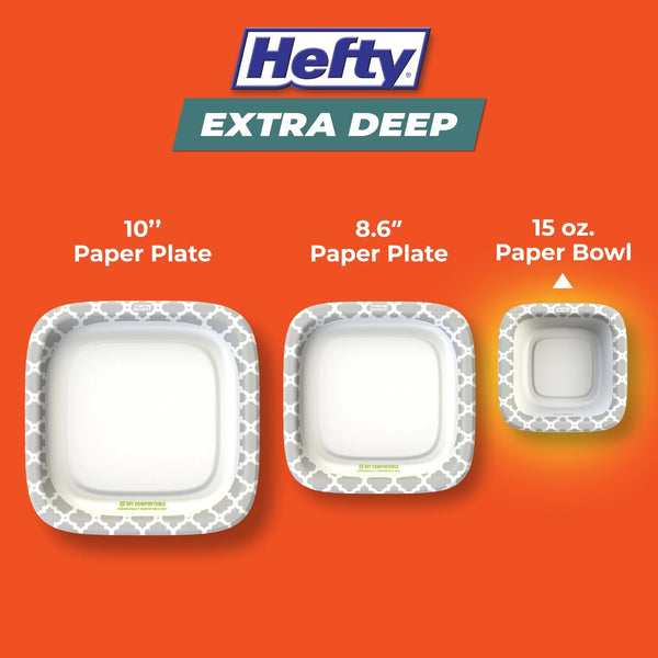 Extra Deep Paper Bowls 15 Fl oz - 1 pack - 50 Count per pack - plus 3 My Outlet Mall Resealable Storage Pouches