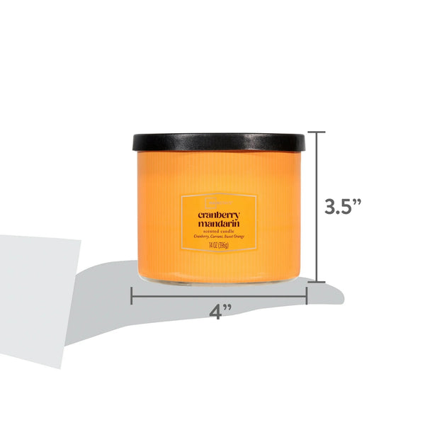 3-Wick Textured Wrapped Cranberry Mandarin Scented Candle - 1 pack - 14 oz per pack - plus 3 My Outlet Mall Resealable Storage Pouches