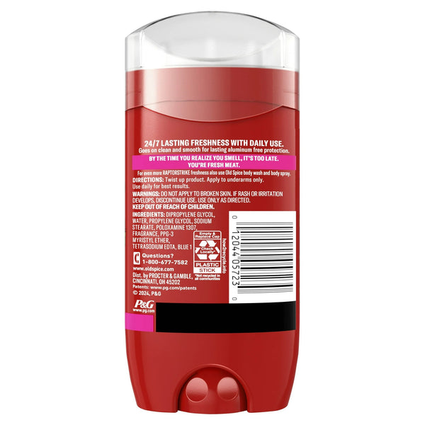 Aluminum Free Men's Deodorant, Invisible Solid Stick, Raptorstrike, Dark Berry Scent - 1 pack - 3 oz per pack - plus 3 My Outlet Mall Resealable Storage Pouches