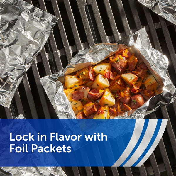 Wrap Non-Stick Aluminum Foil Roll, 12 inches Wide, 50 Sq. Ft. - 2 packs - plus 3 My Outlet Mall Resealable Storage Pouches
