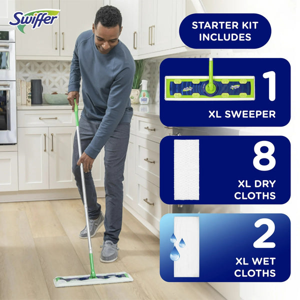 Sweeper XL 2-in-1 Dry + Wet Floor Mopping and Sweeping Kit, Multi-Surface Floor Cleaning Kit - 1 pack - plus 3 My Outlet Mall Resealable Storage Pouches