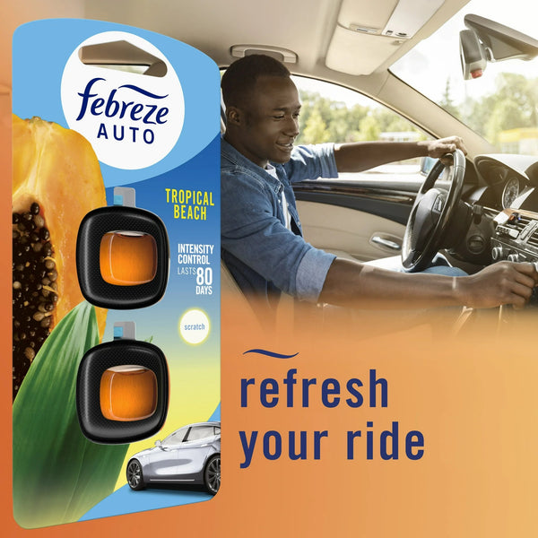 Auto Car Air Freshener, Odor-Fighting Car Vent Clip, Tropical Beach- 1 pack - 2 count per pack plus 3 My Outlet Mall Resealable Storage Pouches