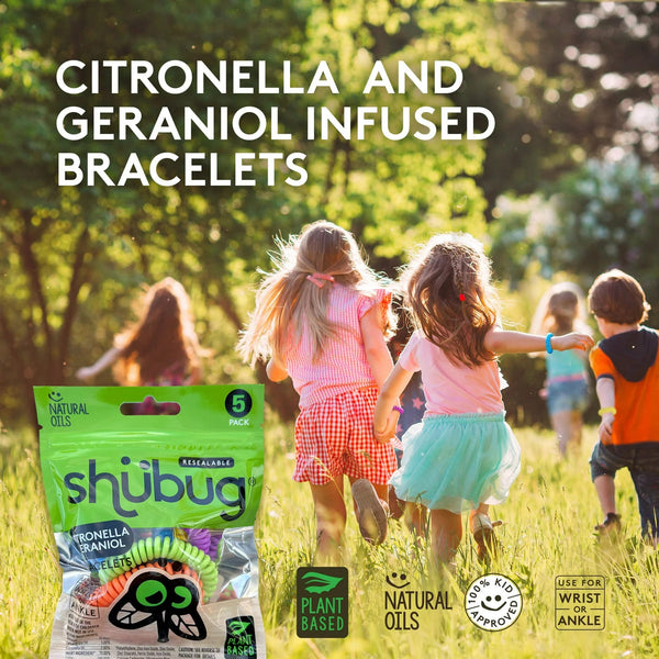 Citronella and Geraniol Coil Bracelet Band Insect Repellant, Multi-Color, Deet Free - 3 packs - 5 Count - plus 3 My Outlet Mall Resealable Storage Pouches