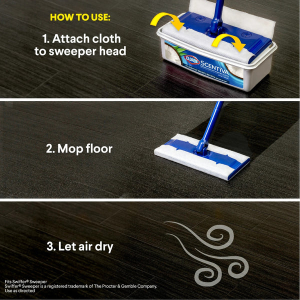 Scentiva Disinfecting Wet Mop Pads, Coconut & Waterlily - 1 pack - 24 count per pack - plus 3 My Outlet Mall Resealable Storage Pouches