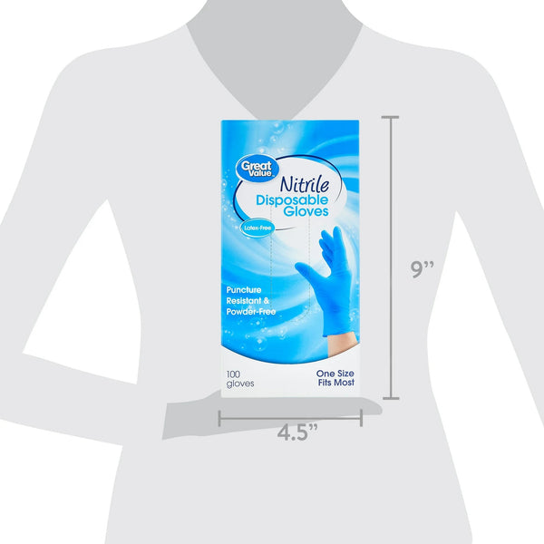 Nitrile Disposable Gloves, One Size - 1 pack - 100 Count - plus 3 My Outlet Mall Resealable Storage Pouches