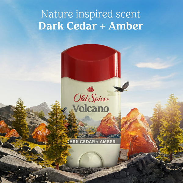 Antiperspirant Deodorant for Men, Invisible Solid Stick, Volcano with Charcoal - 3 packs - 2.6 oz per pack - plus 3 My Outlet Mall Resealable Storage Pouches