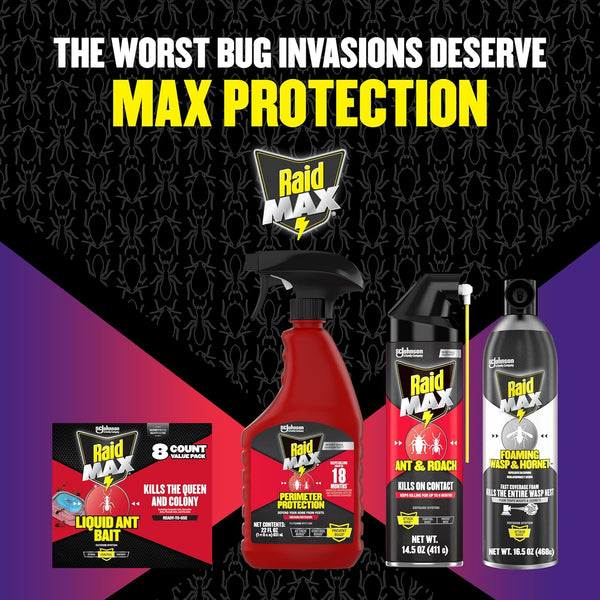 Max Perimeter Protection, Indoor & Outdoor Multi Insect Killer Spray - 1 pack - 22fl oz per pack - plus 3 My Outlet Mall Resealable Storage Pouches