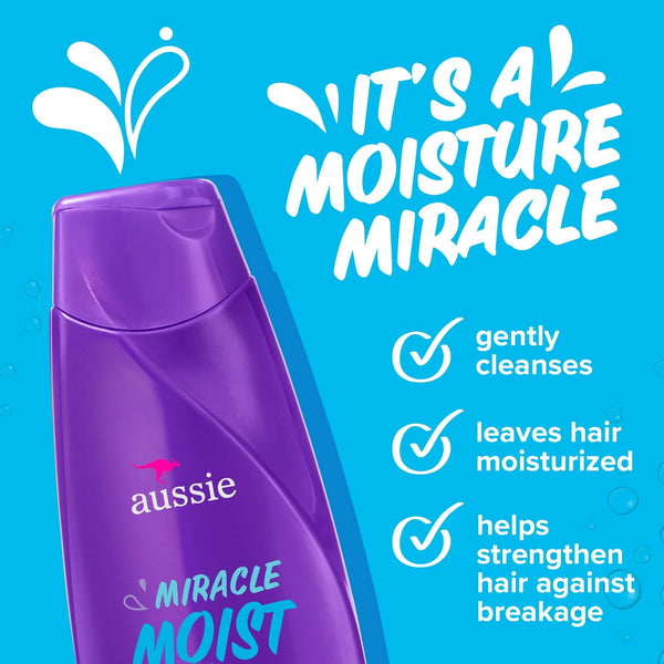 Miracle Moist Shampoo for All Hair Types with Avocado, Moisturizing, Paraben Free - 1 pack - 12.1 oz per pack - plus 3 My Outlet Mall Resealable Storage Pouches