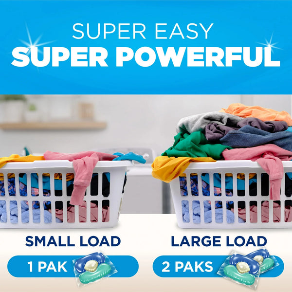 Clean Burst 5-in-1 Laundry Detergent Power Paks, Powerfully Clean, Clean Burst Scent - 2 packs - 42 Count - plus 3 My Outlet Mall Resealable Storage Pouches