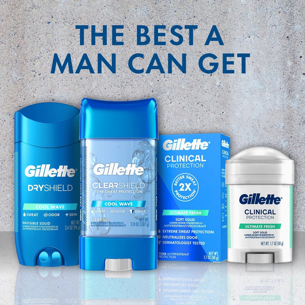 Clear Gel Men's Antiperspirant Deodorant, Wild Rain - 1 pack - 3.8 oz per pack - plus 3 My Outlet Mall Resealable Storage Pouches