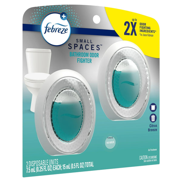 Bathroom Air Freshener, Small Spaces Odor Fighter, Citrus Breeze, 2 Count - 1 pack - plus 3 My Outlet Mall Resealable Storage Pouches