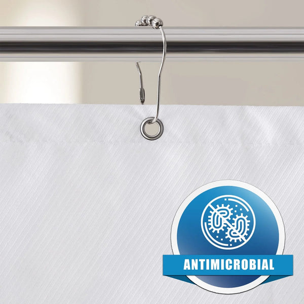 Waterproof Fabric Shower Curtain, Durable Fabric, Weighted Magnets - 72" x 72", White - 2 packs - plus 3 My Outlet Mall Resealable Storage Pouches