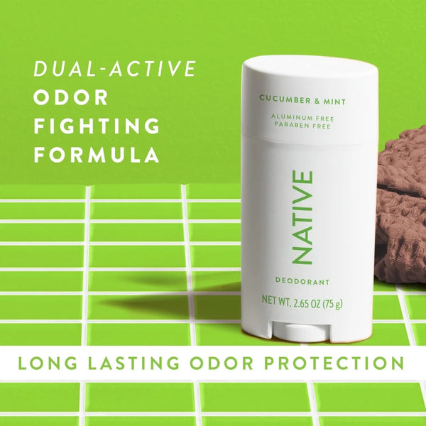 Deodorant, Aluminum Free, Cucumber & Mint, for Women and Men - 2 packs - 2.65 oz per pack - plus 3 My Outlet Mall Resealable Storage Pouches