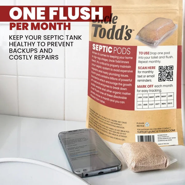 Septic Pods, Septic Tank Treatment, Six Month Supply, One Flush per Month - 1 pack - 6 count per pack - plus 3 My Outlet Mall Resealable Storage Pouches