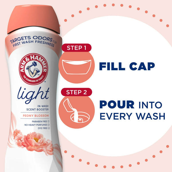 Light In-Wash Scent Booster, No Heavy Perfumes, No Dyes, No Parabens, Peony Blossom Scent- 1 pack - 24 oz per pack - plus 3 My Outlet Mall Resealable Storage Pouches