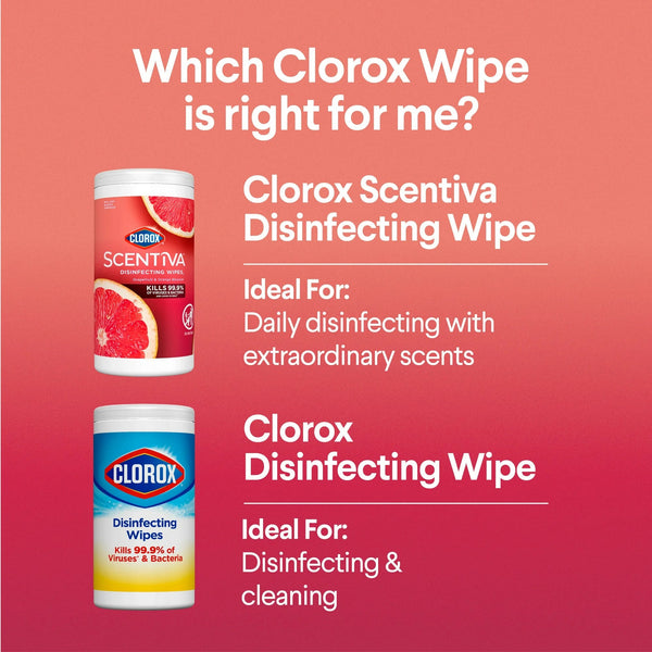Scentiva Bleach-Free Cleaning Wipes, Grapefruit & Orange Blossom - 2 packs - 75 count plus 3 My Outlet Mall Resealable Storage Pouches