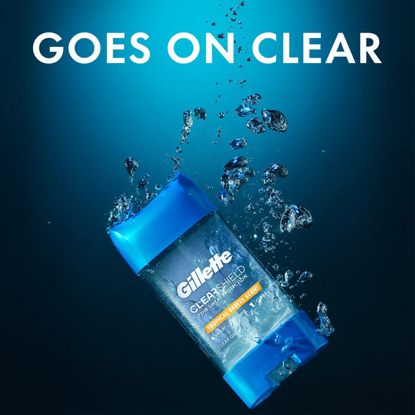 Clear Gel Antiperspirant and Deodorant for Men Tropical Breeze Scent - 3 packs - 3.8 oz per pack - plus 3 My Outlet Mall Resealable Storage Pouches