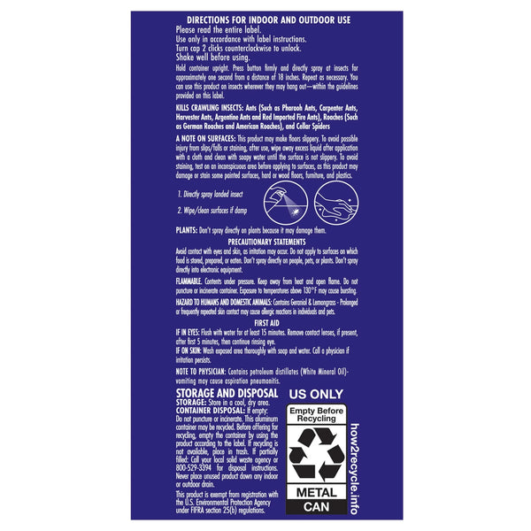 Indoor and Outdoor Ants, Roaches and Spiders Insect Killer Bug Spray - 3 packs - 10 oz per pack - plus 3 My Outlet Mall Resealable Storage Pouches