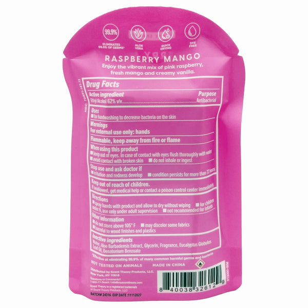 Hand Sanitizer Spray, Raspberry Mango - 2 packs - 1fl oz per pack - plus 3 My Outlet Mall Resealable Storage Pouches