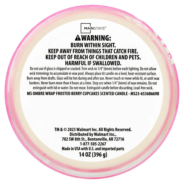 3-Wick Ombre Wrap Frosted Berry Cupcakes Candle - 1 pack - 14 oz per pack - plus 3 My Outlet Mall Resealable Storage Pouches