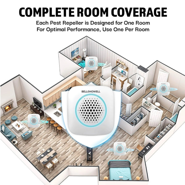 Rogue Ultrasonic Pest Repeller Aid for Home, Mouse Rodent Insect Bug Repellent - 2 packs - 4 Count - plus 3 My Outlet Mall Resealable Storage Pouches