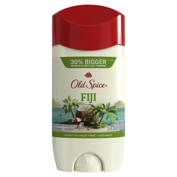 Deodorant for Men, Invisible Solid, Antiperspirant Deodorant Stick, Fiji - 2 packs - 3.4 oz per pack - plus 3 My Outlet Mall Resealable Storage Pouches