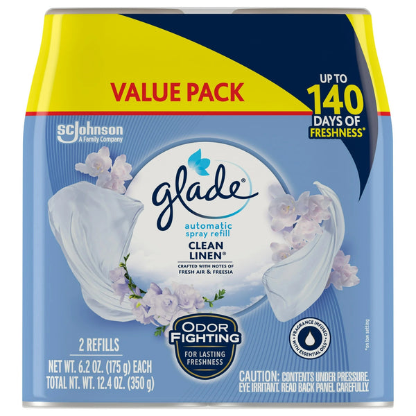 Automatic Spray Refills, Air Freshener, Infused with Essential Oils, Clean Linen - 2 packs - 2 count per pack - plus 3 My Outlet Mall Resealable Storage Pouches