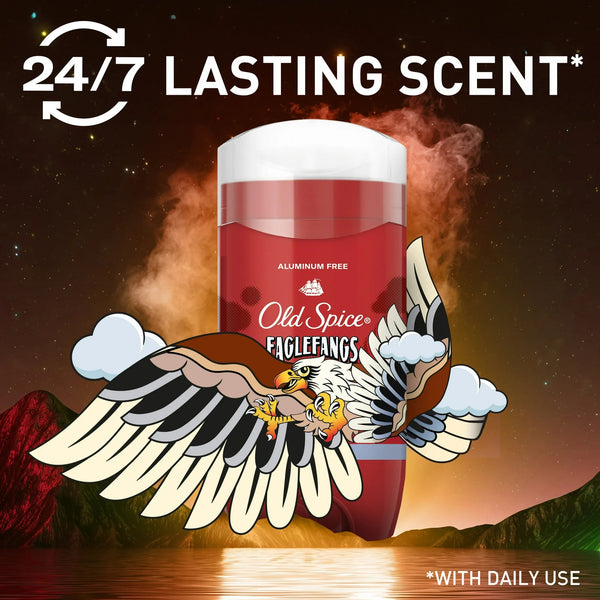 Aluminum Free Deodorant for Men, Eaglefangs, Fresh Cloud Scent - 1 pack - 3 oz per pack - plus 3 My Outlet Mall Resealable Storage Pouches