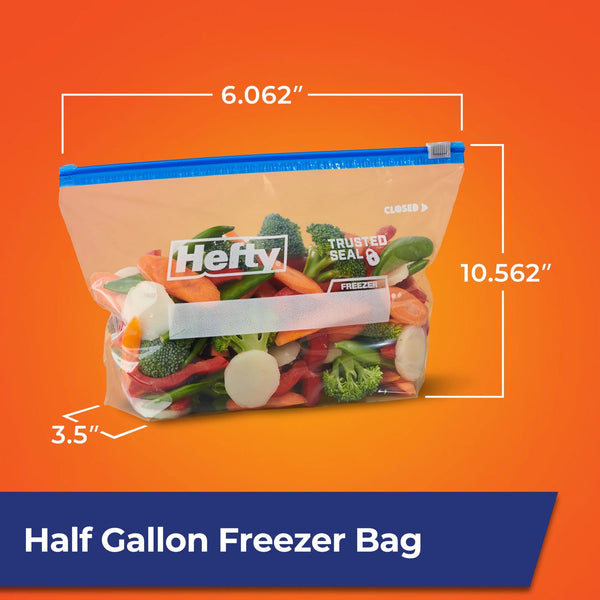 Slider Freezer Kitchen Storage Bags, Half gallon Size - 1 pack -  40 Count per pack - plus 3 My Outlet Mall Resealable Storage Pouches
