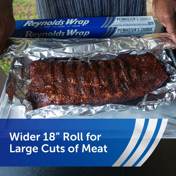 Wrap Pitmaster’s Choice Aluminum Foil, 18 Inch Width, 37.5 square feet  - 1 pack - plus 3 My Outlet Mall Resealable Storage Pouches