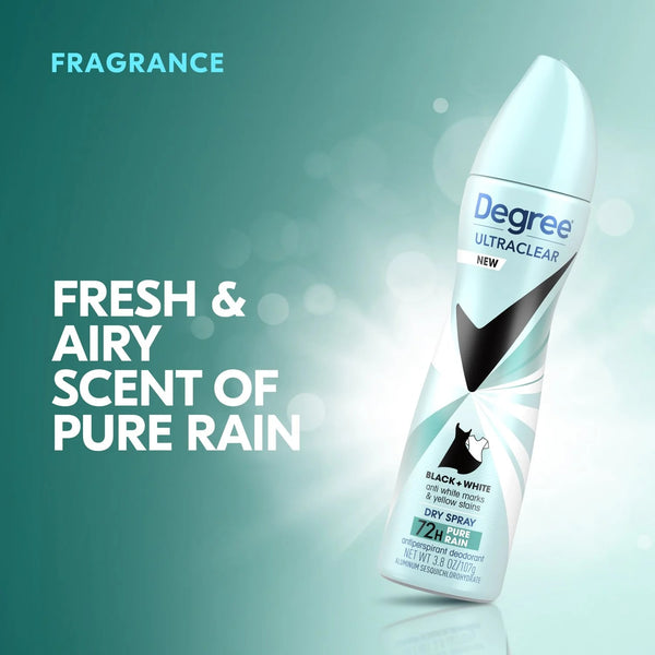 Ultra Clear Long Lasting Antiperspirant Deodorant Dry Spray, Pure Rain - 1 pack - 3.8 oz per pack - plus 3 My Outlet Mall Resealable Storage Pouches