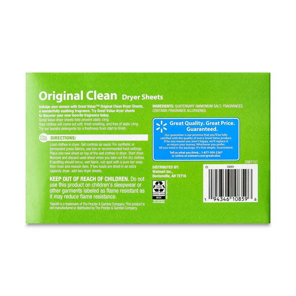 Ultimate Fresh Dryer Sheets, Original Clean, Compare to Gain - 1 pack - 180 Count - plus 3 My Outlet Mall Resealable Storage Pouches