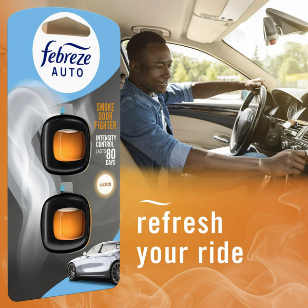 Auto Car Air Freshener, Odor-Fighting Car Vent Clip, Smoke Odor Fighter, 2 Count - 1 pack - plus 3 My Outlet Mall Resealable Storage Pouches