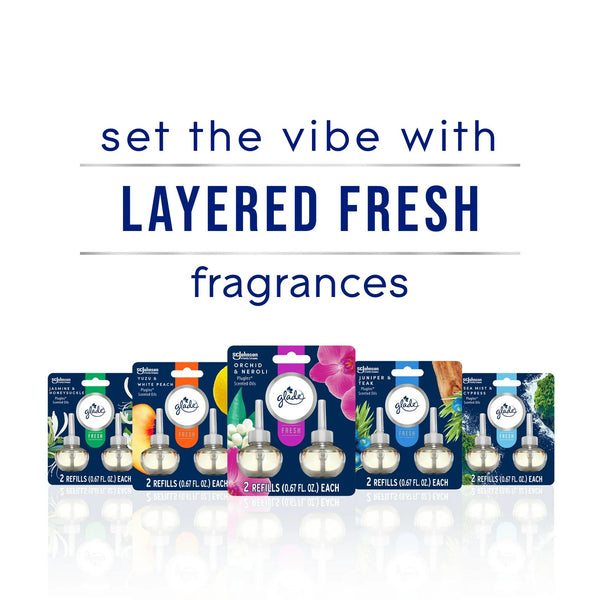 PlugIns Scented Oil Refills, Air Freshener,&nbsp;Orchid & Neroli, Infused with Essential Oils - 2 packs - 2 count per pack - plus 3 My Outlet Mall Resealable Storage Pouches