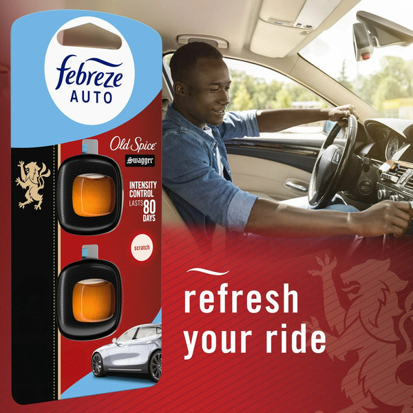 Auto Car Air Freshener, Odor-Fighting Car Vent Clip, Old Spice Swagger, 2 Count - 1 pack - plus 3 My Outlet Mall Resealable Storage Pouches