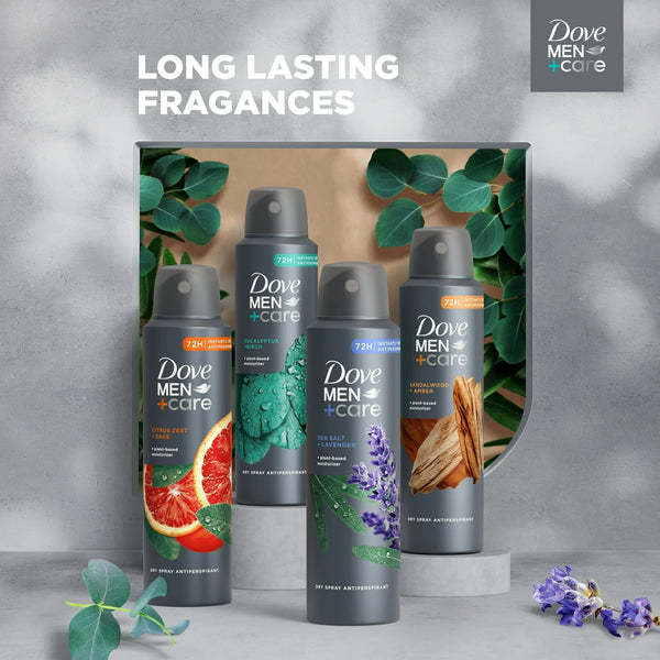Men+Care Dry Spray for Men Citrus Zest & Sage with a Plant-based Moisturizer - 2 packs - 3.8 oz per pack - plus 3 My Outlet Mall Resealable Storage Pouches