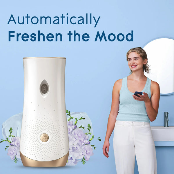 Automatic Spray Air Freshener Starter Kit, 1 Holder and 1 Refill, Clean Linen, Fragrance Infused with Essential Oils - 1 pack - plus 3 My Outlet Mall Resealable Storage Pouches
