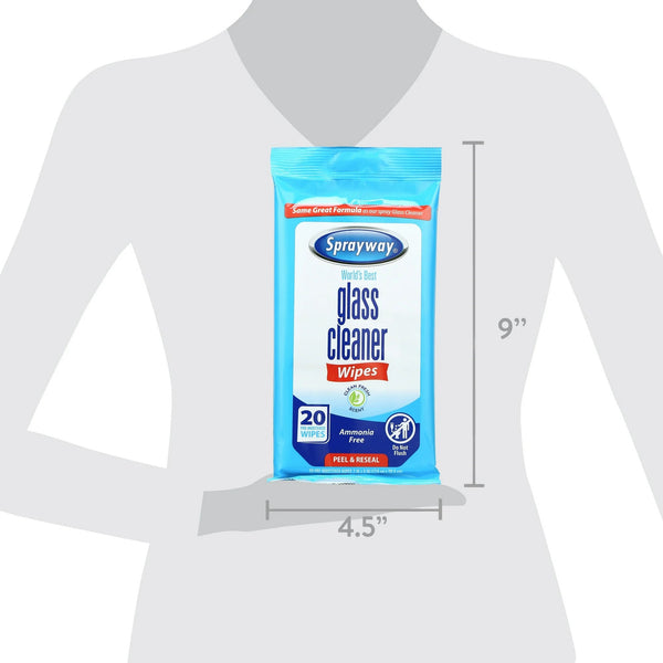 Glass Cleaner Wipes - 1 pack - 20 count - per pack - plus 3 My Outlet Mall Resealable Storage Pouches